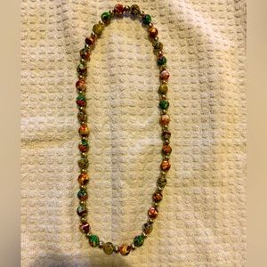 Printed Bead Necklace with Silver Separators